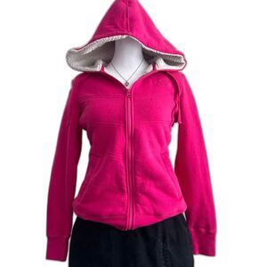 The North Face pink sherpa lined hoodie zip up fleece